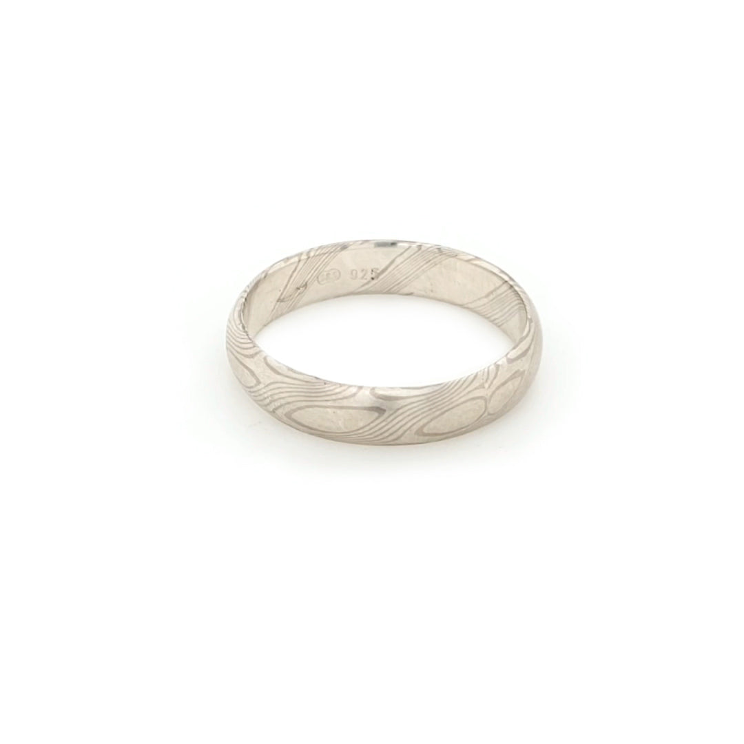 Haiiro - 14ct White Gold & Silver Mokumegane Ring