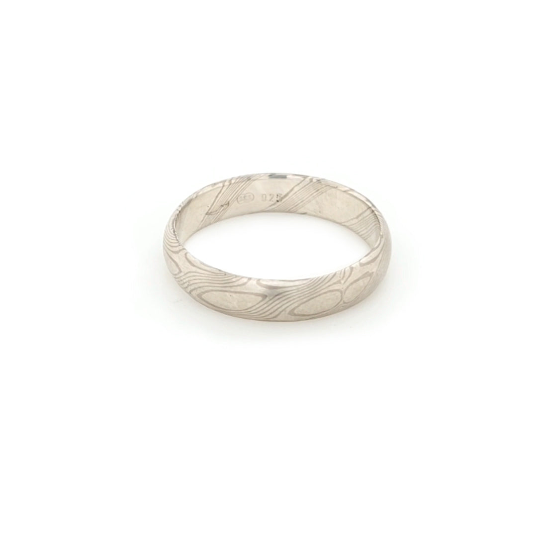 Haiiro - 14ct White Gold & Silver Mokumegane Ring