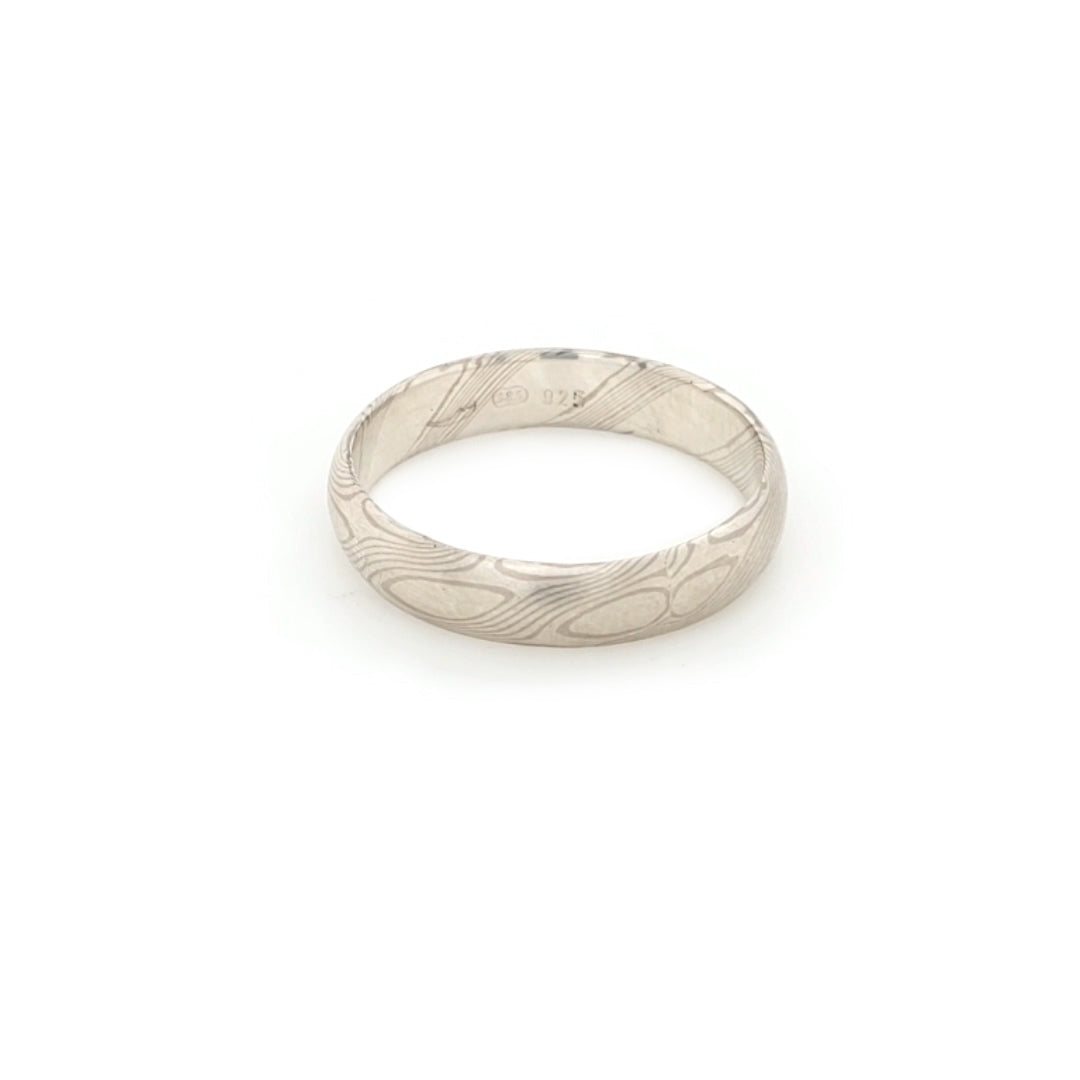 Haiiro - 14ct White Gold & Silver Mokumegane Ring