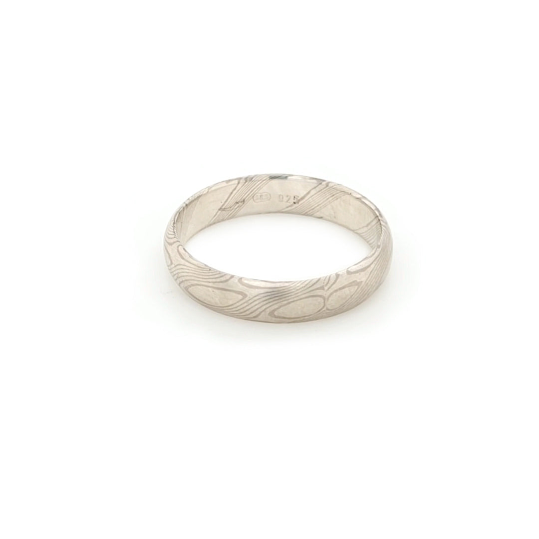 Haiiro - 14ct White Gold & Silver Mokumegane Ring
