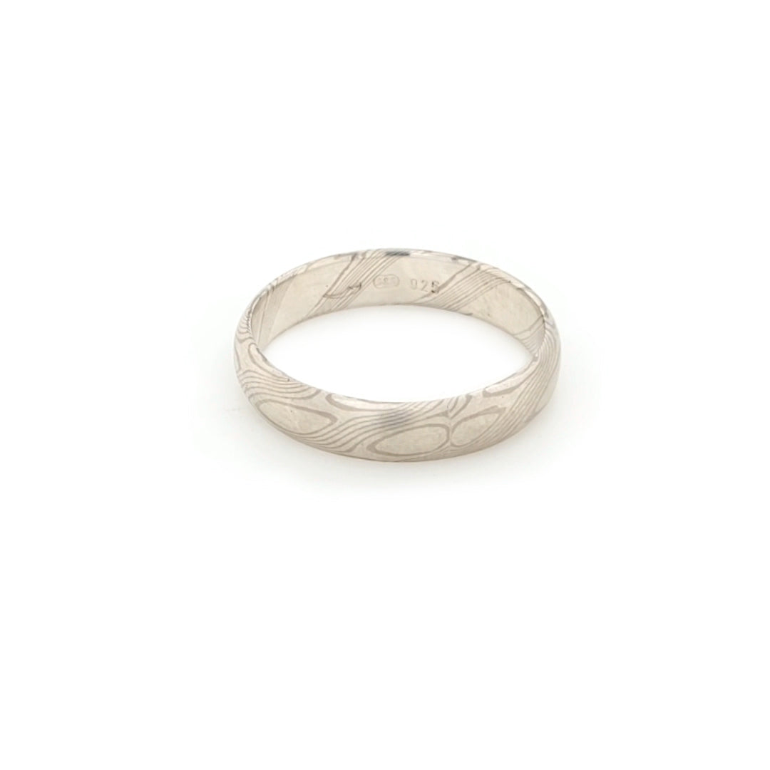 Haiiro - 14ct White Gold & Silver Mokumegane Ring