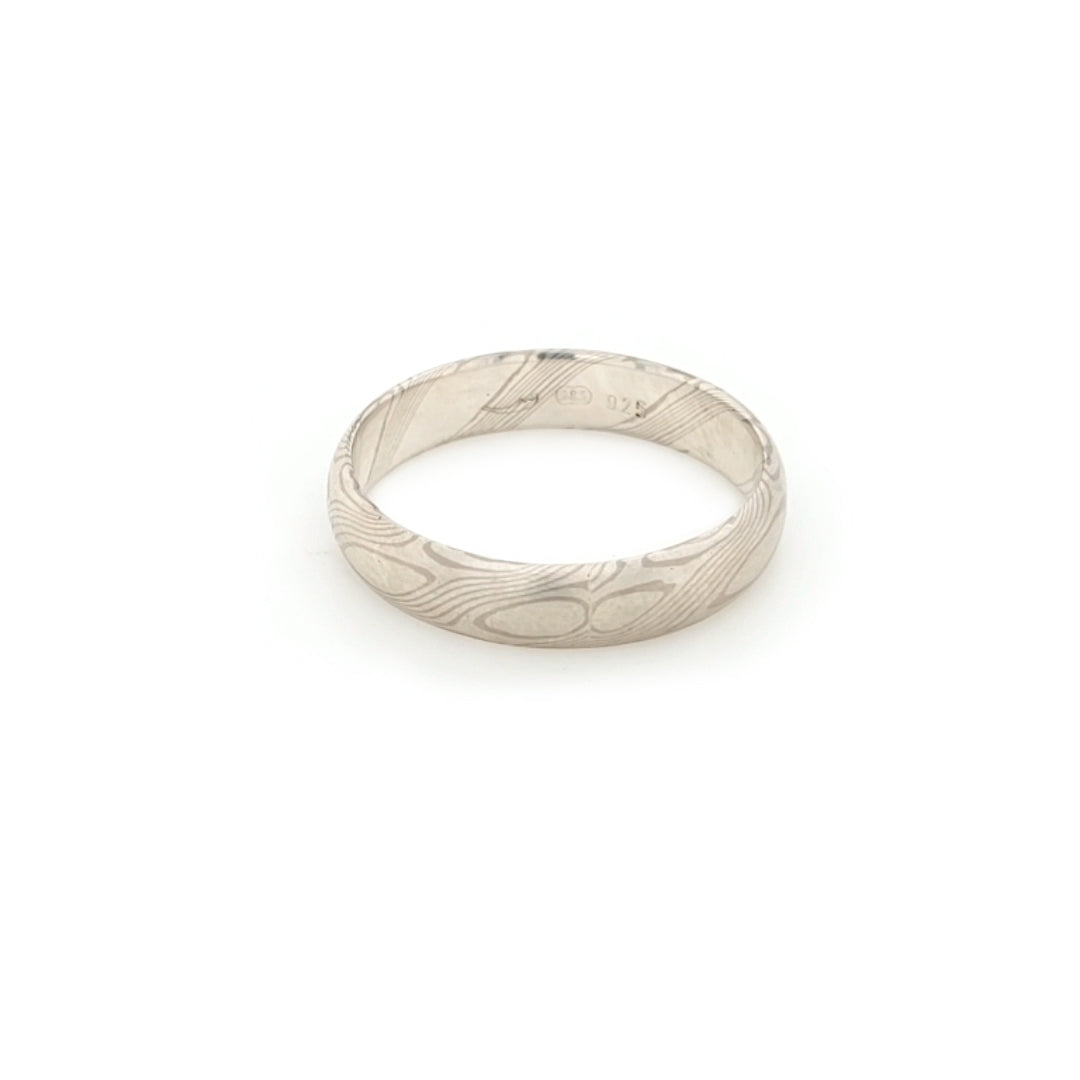 Haiiro - 14ct White Gold & Silver Mokumegane Ring