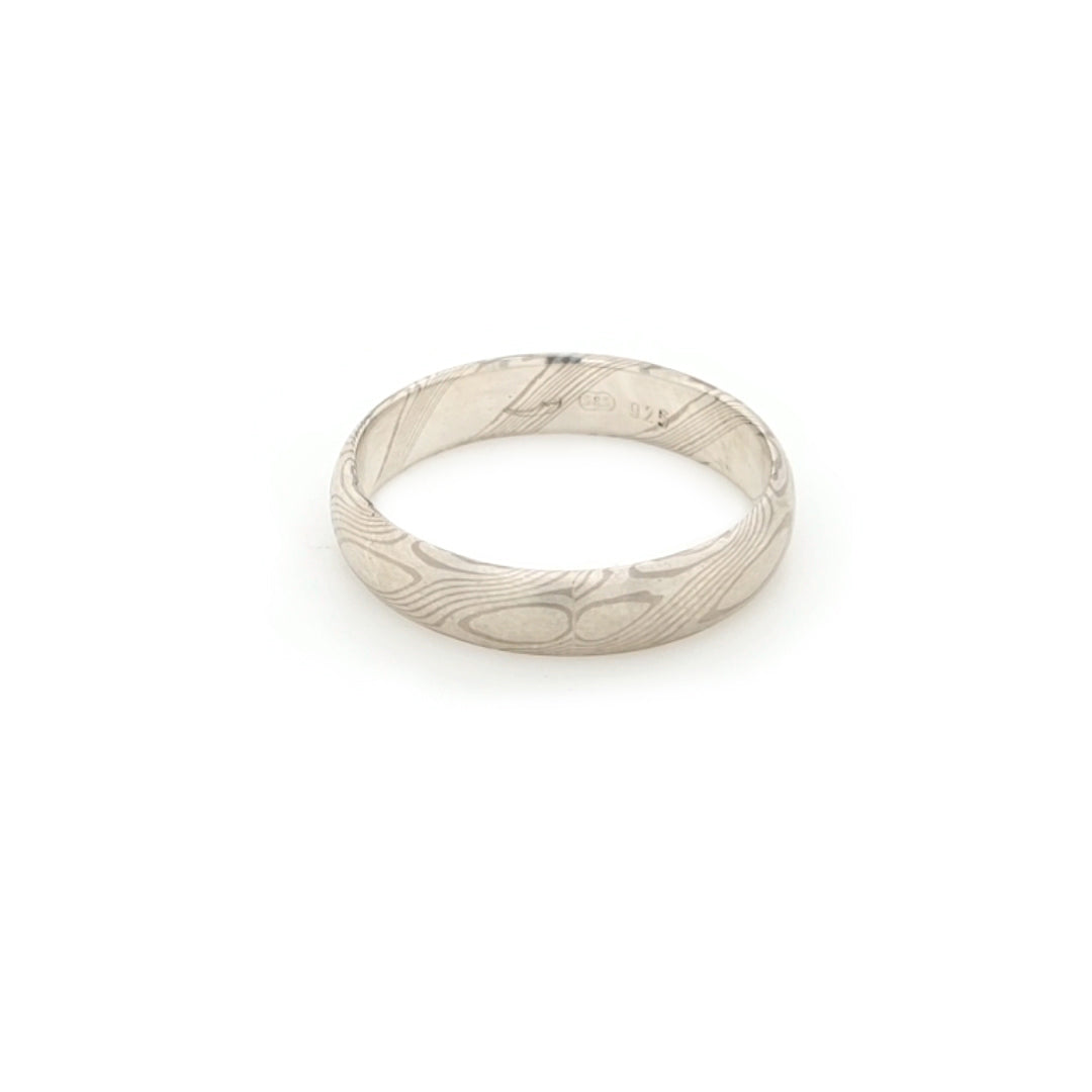 Haiiro - 14ct White Gold & Silver Mokumegane Ring