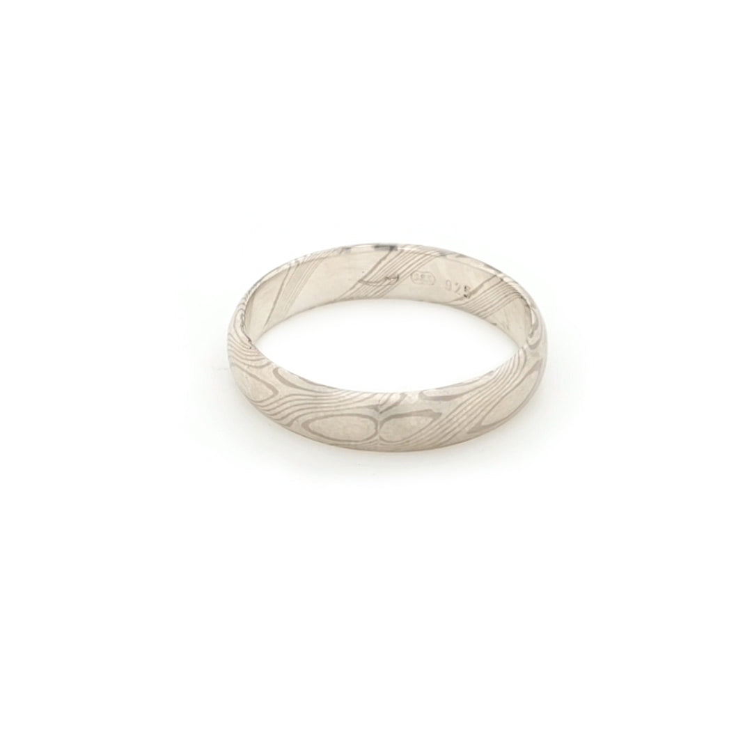 Haiiro - 14ct White Gold & Silver Mokumegane Ring