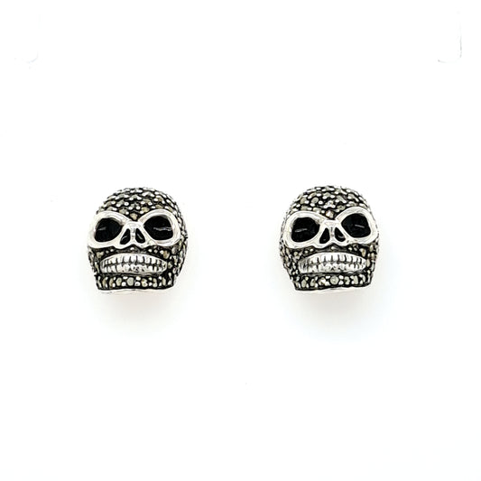 Sterling Silver Marcasite Skull Studs