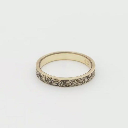 Scroll engraved ring - borderless