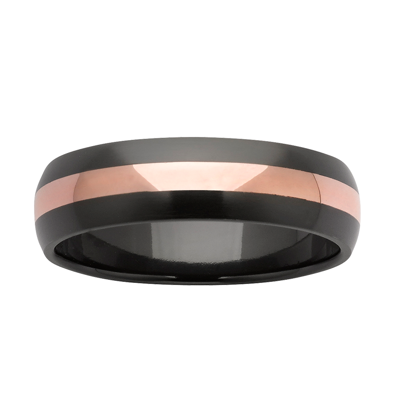 Black Zirconium & Rose Gold Ring