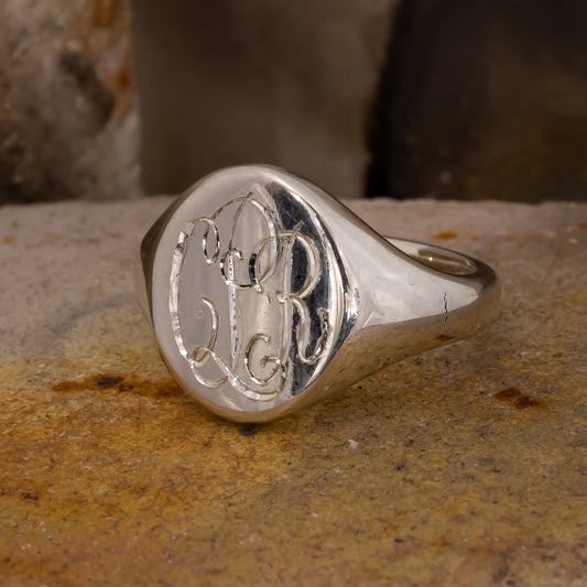 14x12mm Oval Signet Ring with Monogram