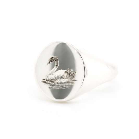 14x12mm Oval Signet Ring with Seal Engraved Artwork