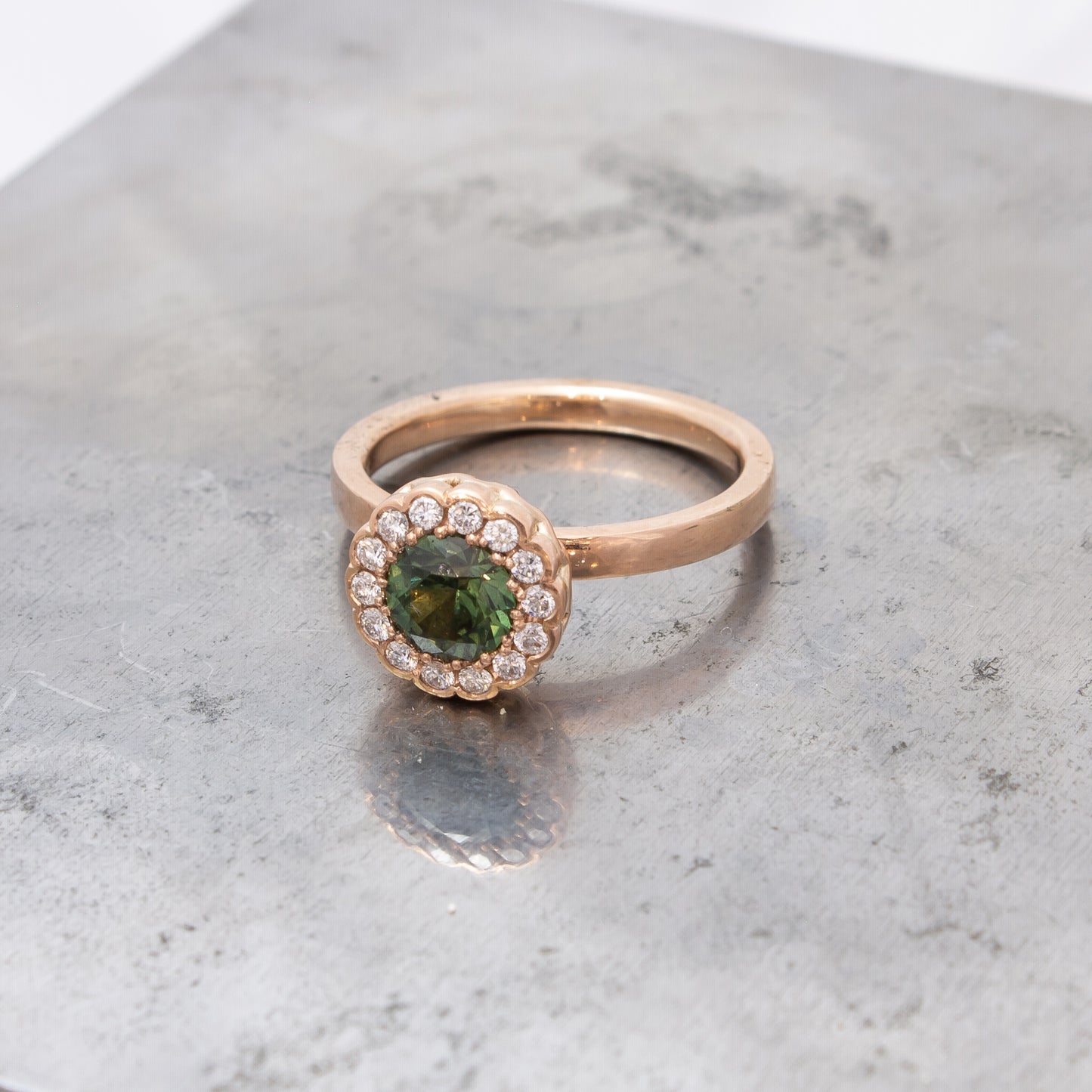 Bloom - Green Sapphire & Diamond Floral Ring
