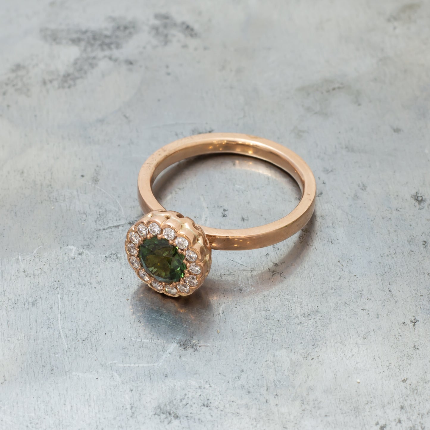 Bloom - Green Sapphire & Diamond Floral Ring