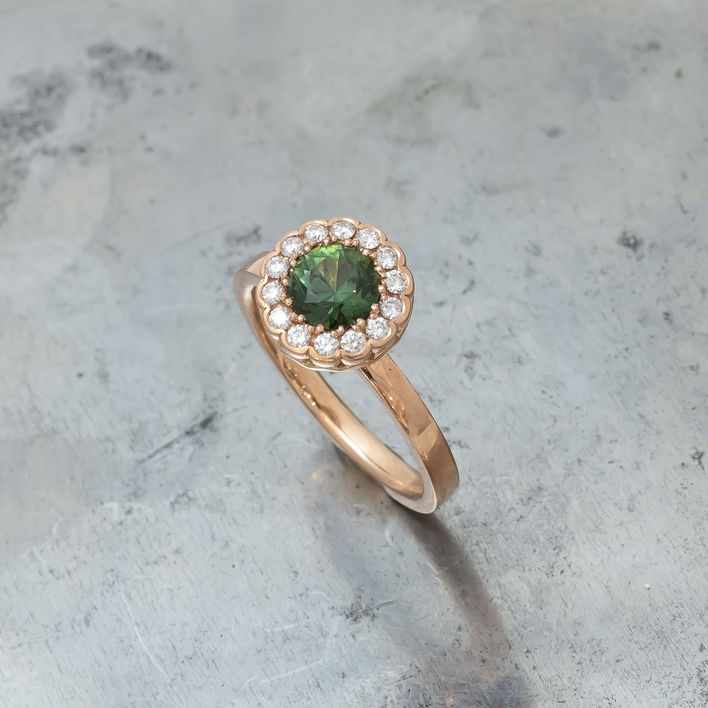 Bloom - Green Sapphire & Diamond Floral Ring