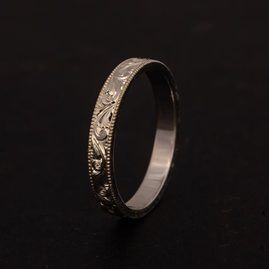 Scroll engraved ring