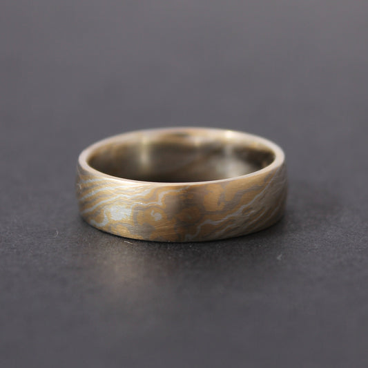 18ct Yellow Gold, 14ct White Gold and Sterling Silver Mokumegane Ring