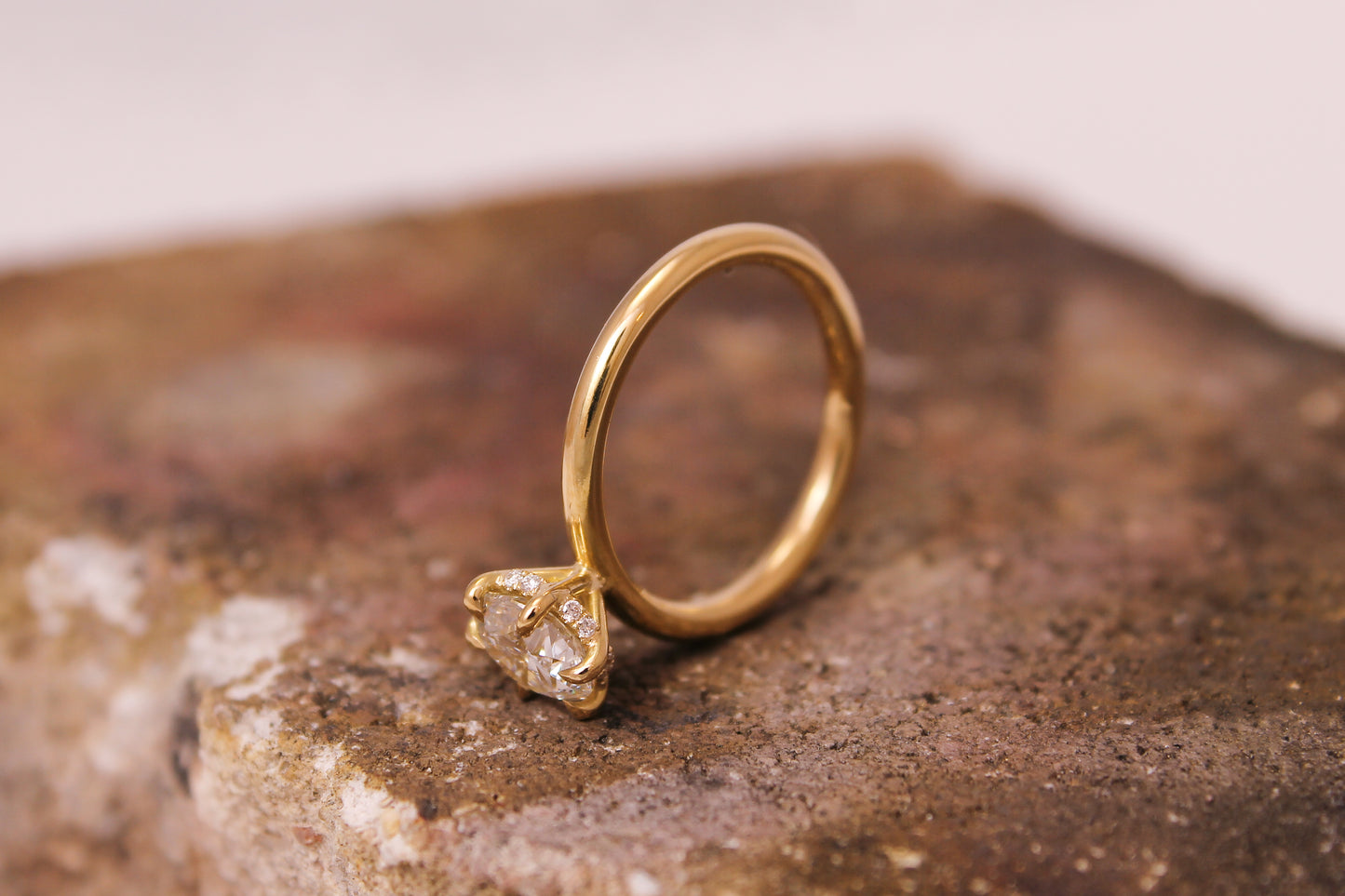6-Claw Fine Engagement Ring with Diamond Under Rail
