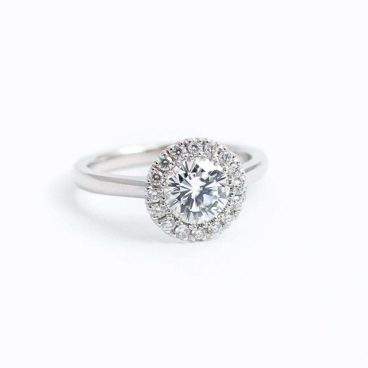 No-Gap Halo Diamond Engagement Ring