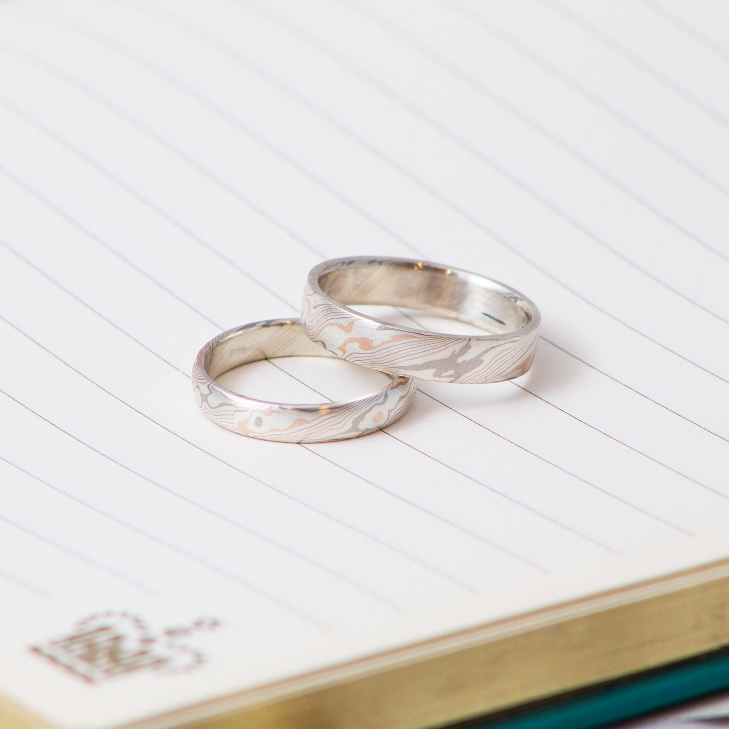 14ct Rose & White Gold with Sterling Silver Mokumegane Ring