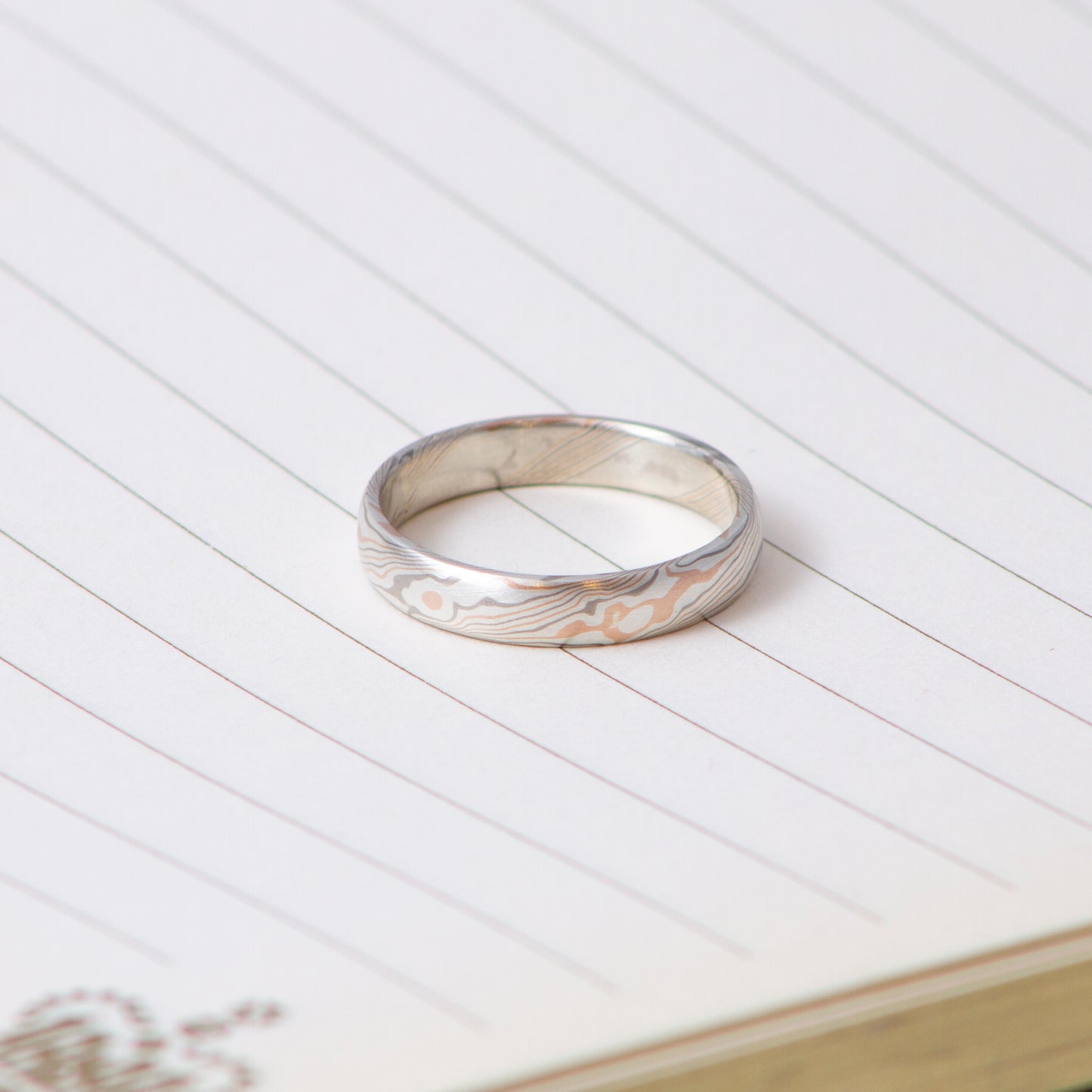 14ct Rose & White Gold with Sterling Silver Mokumegane Ring
