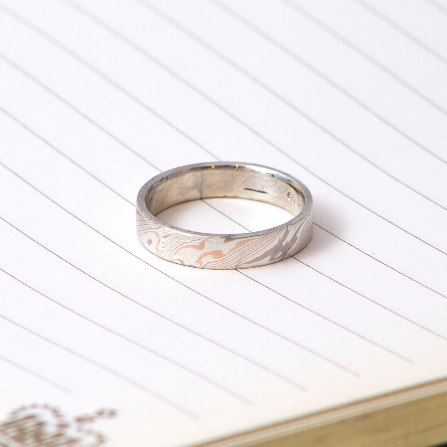 14ct Rose & White Gold with Sterling Silver Mokumegane Ring