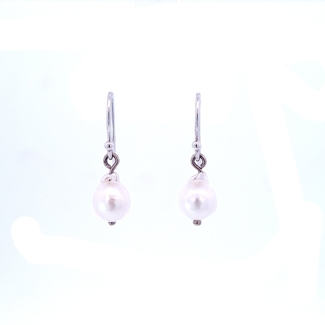 Akoya baroque pearl drop 9ct white gold earrings