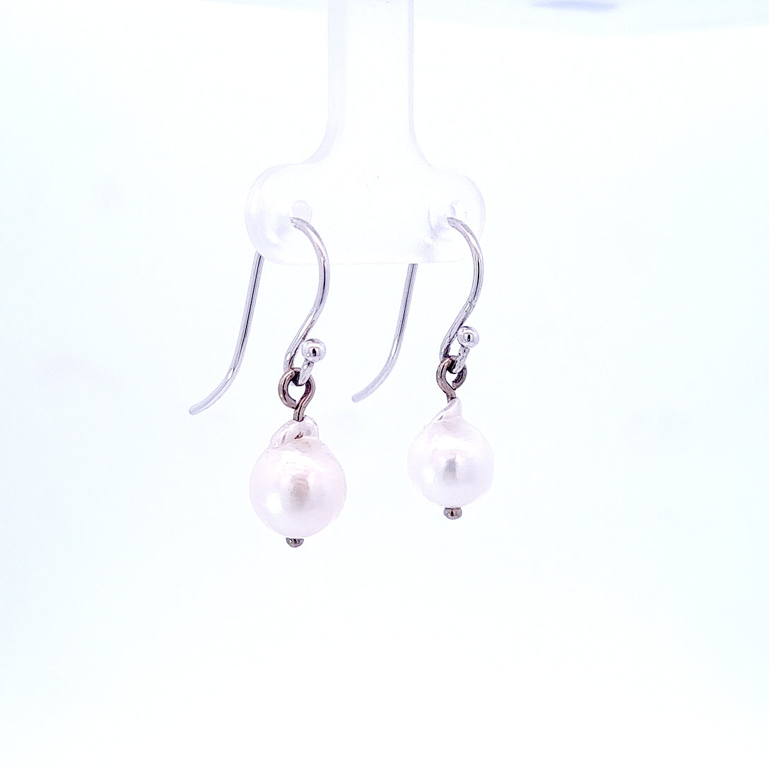 Akoya baroque pearl drop 9ct white gold earrings