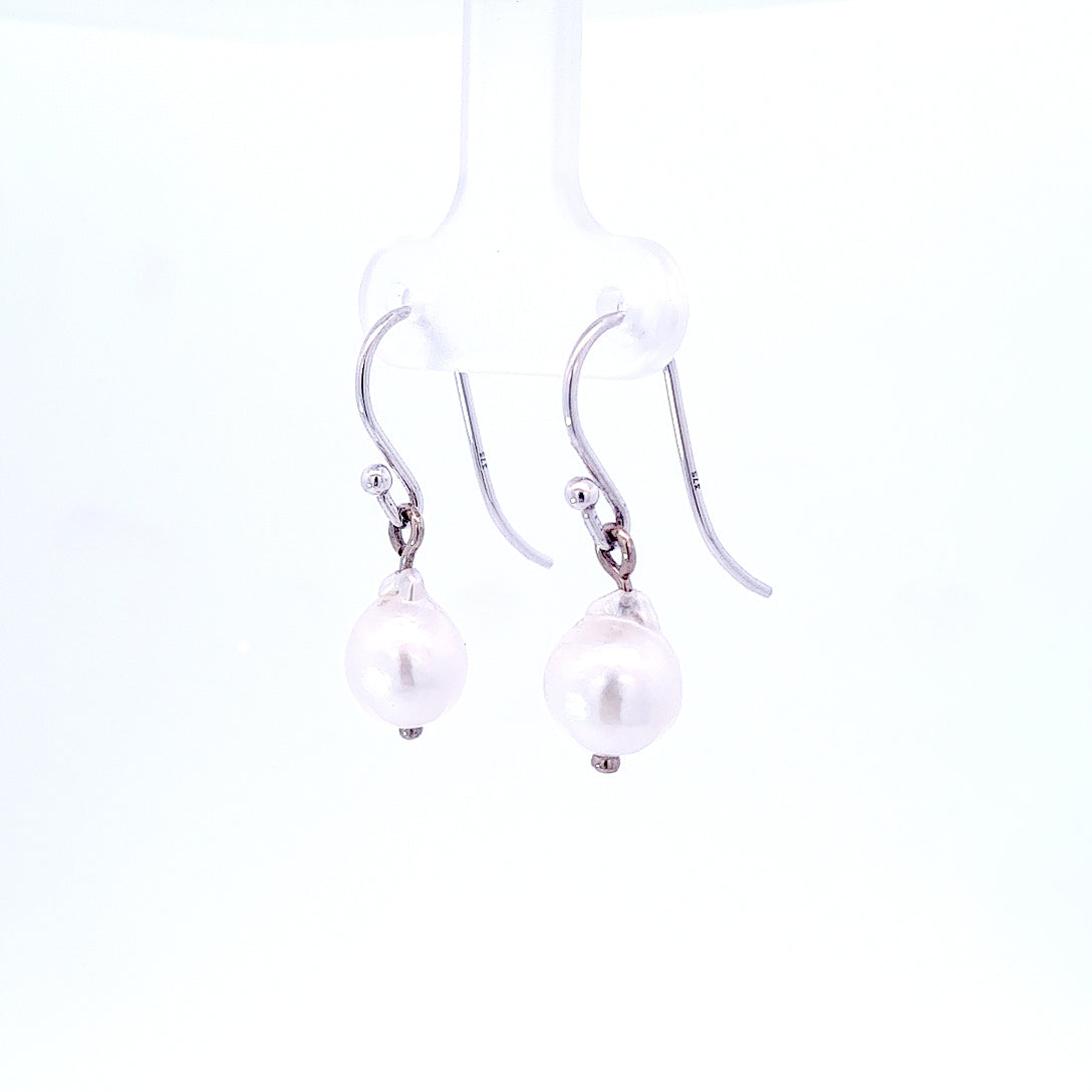 Akoya baroque pearl drop 9ct white gold earrings