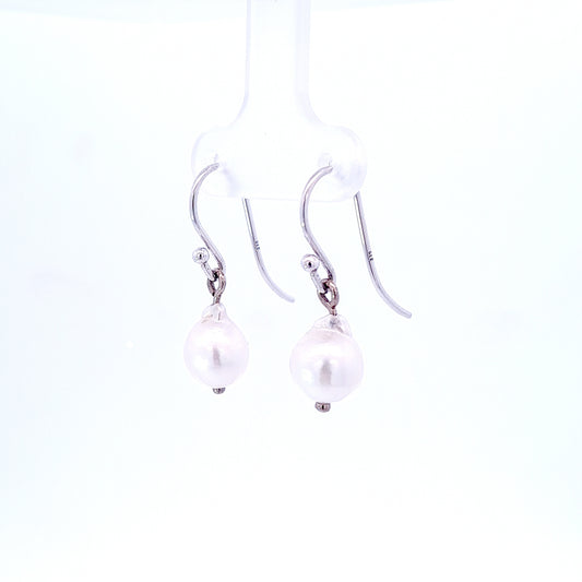 Akoya baroque pearl drop 9ct white gold earrings