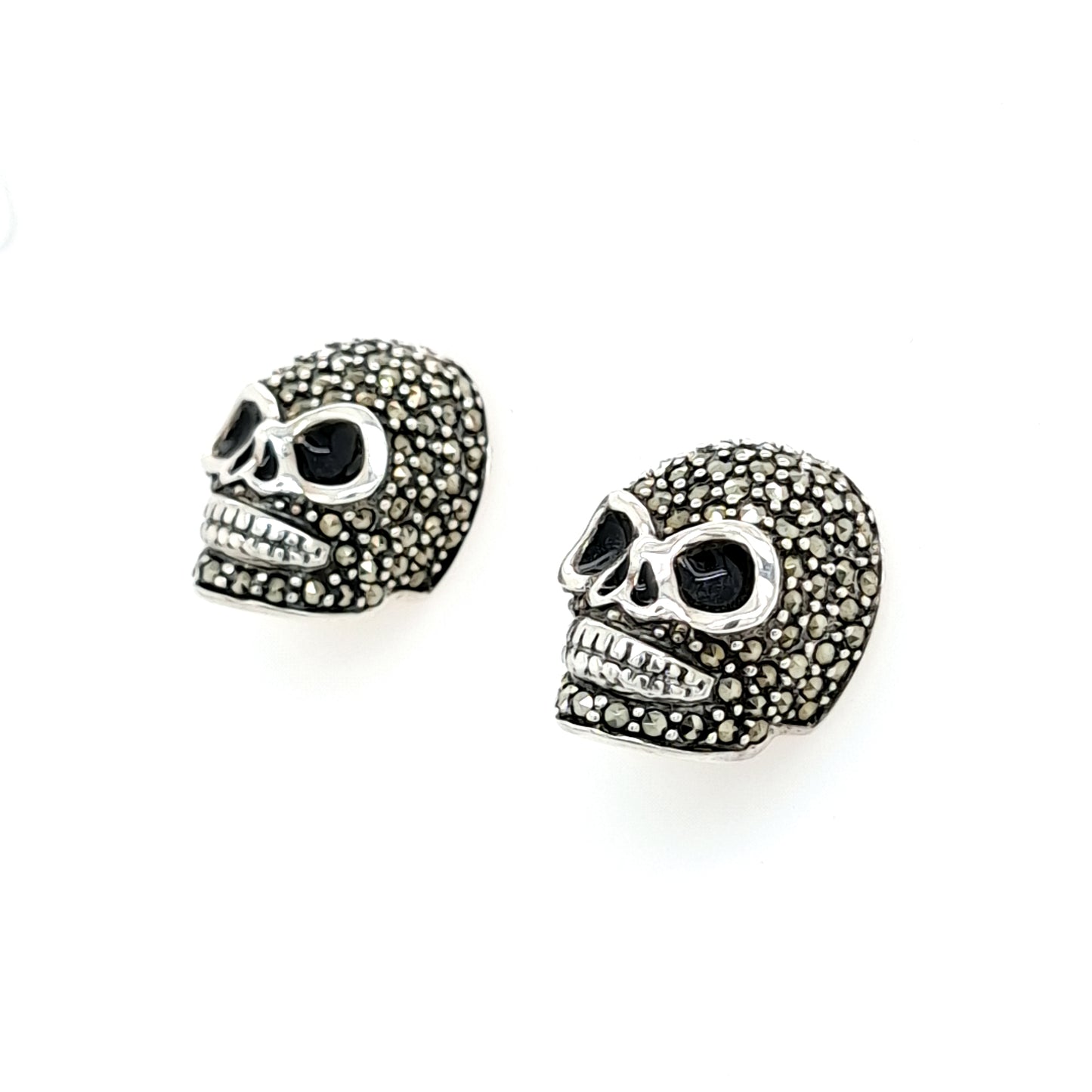 Sterling Silver Marcasite Skull Studs