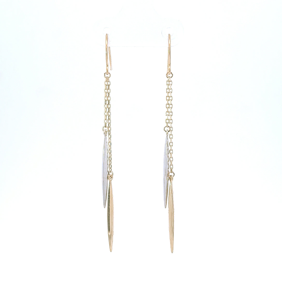 9ct Yellow & White Gold Drops on Shepherd Hooks