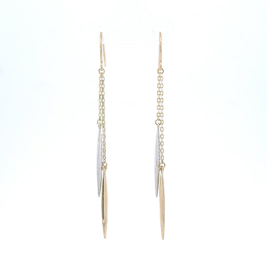 9ct Yellow & White Gold Drops on Shepherd Hooks