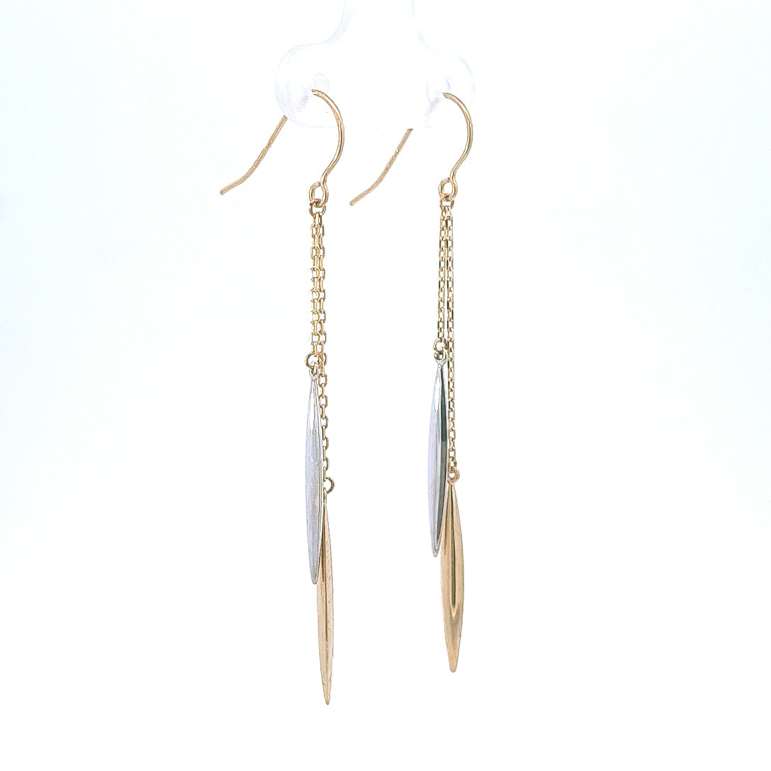 9ct Yellow & White Gold Drops on Shepherd Hooks