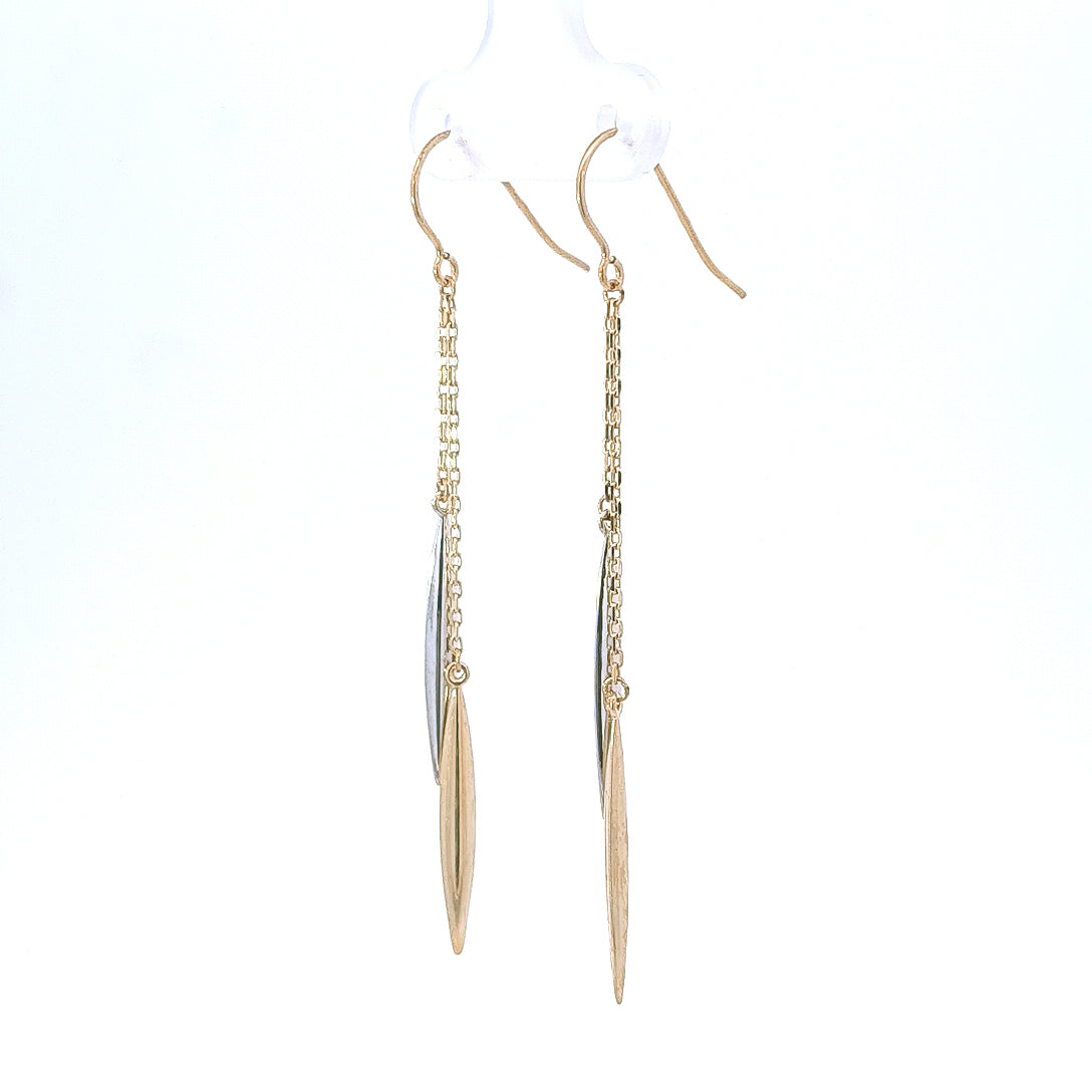 9ct Yellow & White Gold Drops on Shepherd Hooks