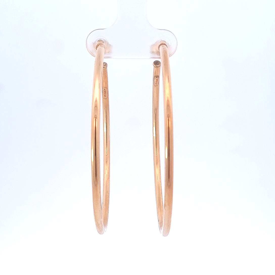 9ct Yellow Gold & Silver Bonded 50mm Hoop Studs