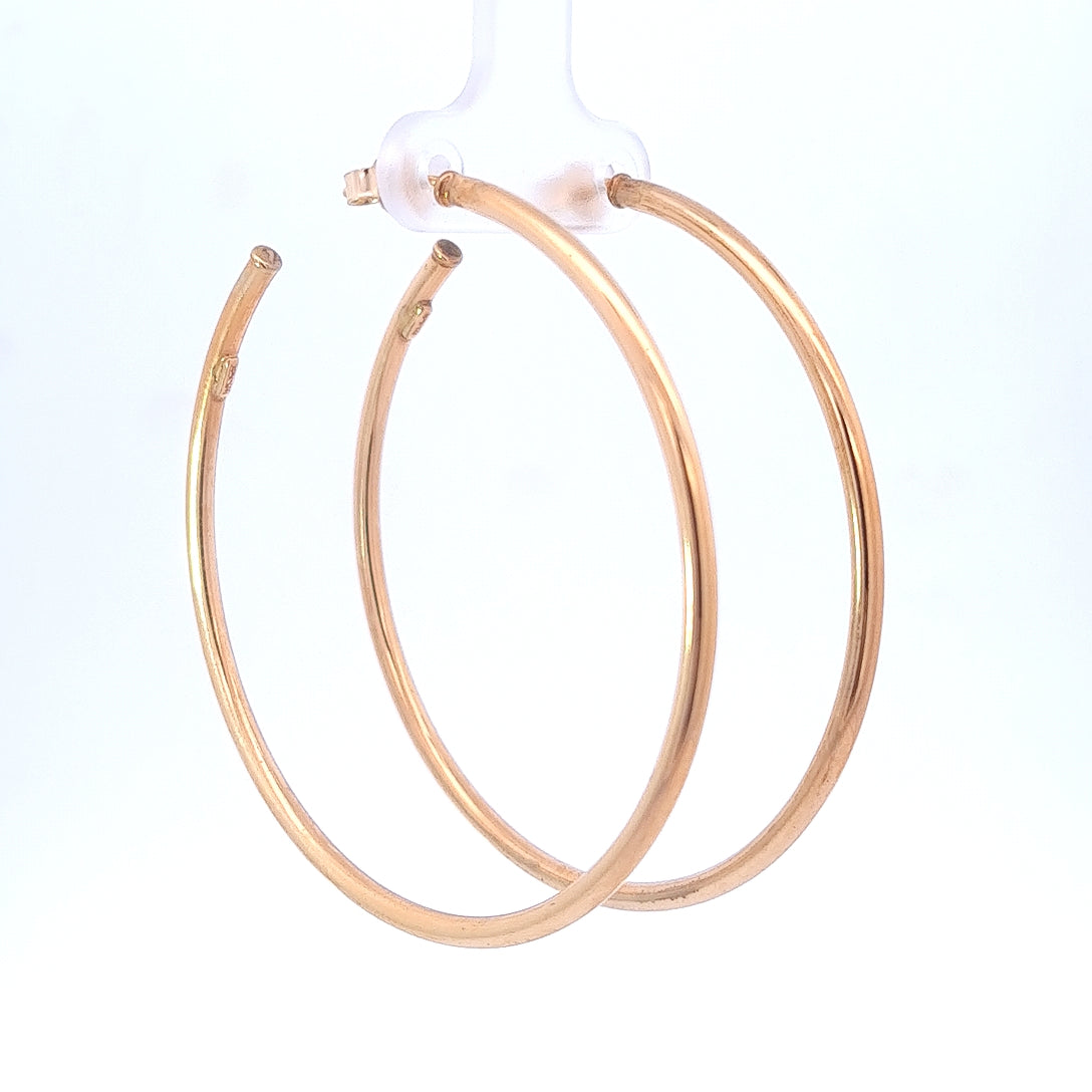 9ct Yellow Gold & Silver Bonded 50mm Hoop Studs