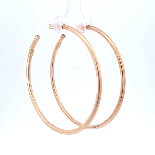 9ct Yellow Gold & Silver Bonded 50mm Hoop Studs