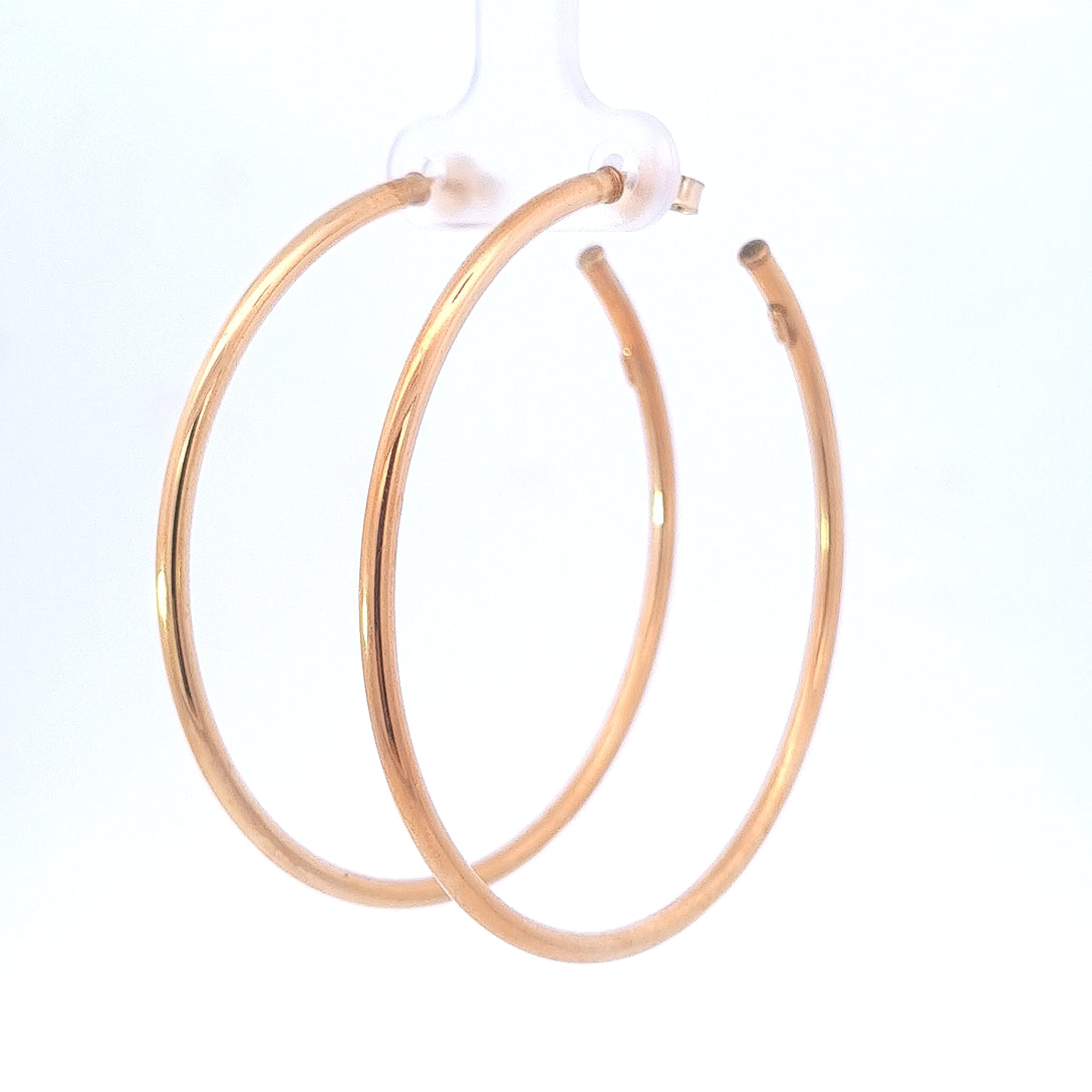 9ct Yellow Gold & Silver Bonded 50mm Hoop Studs