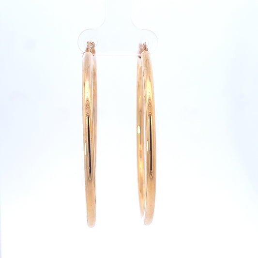 9ct Yellow Gold Silver Filled 3mm Hoops 50mm
