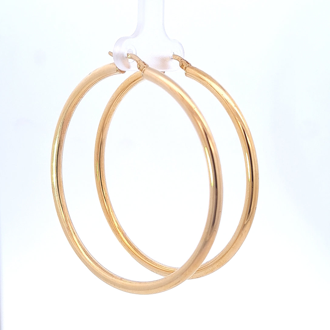 9ct Yellow Gold Silver Filled 3mm Hoops 50mm