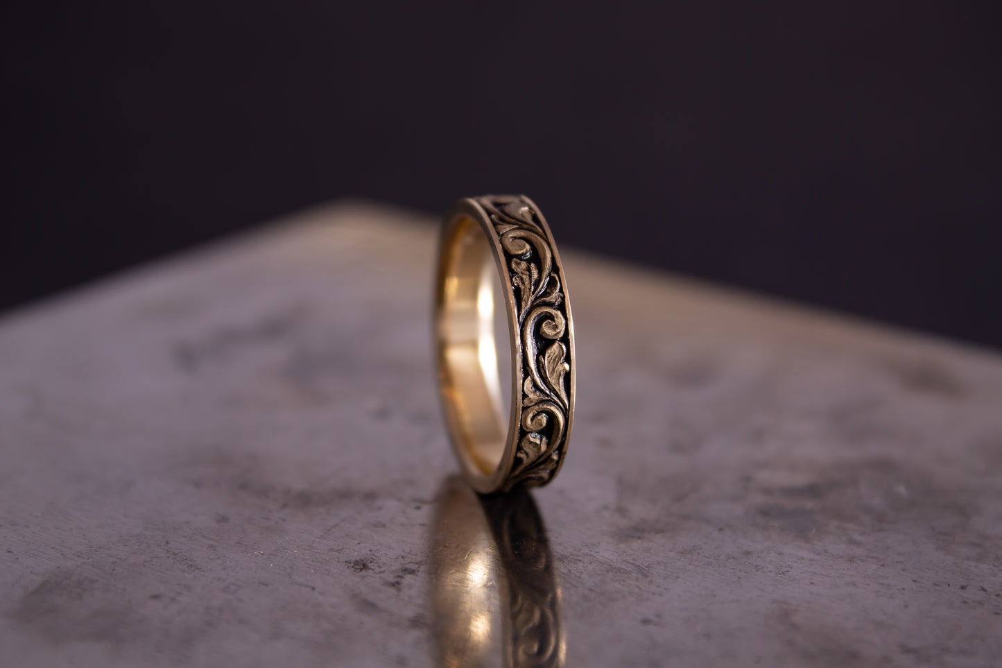 Sculpted Scrollwork Ring - 4mm Width