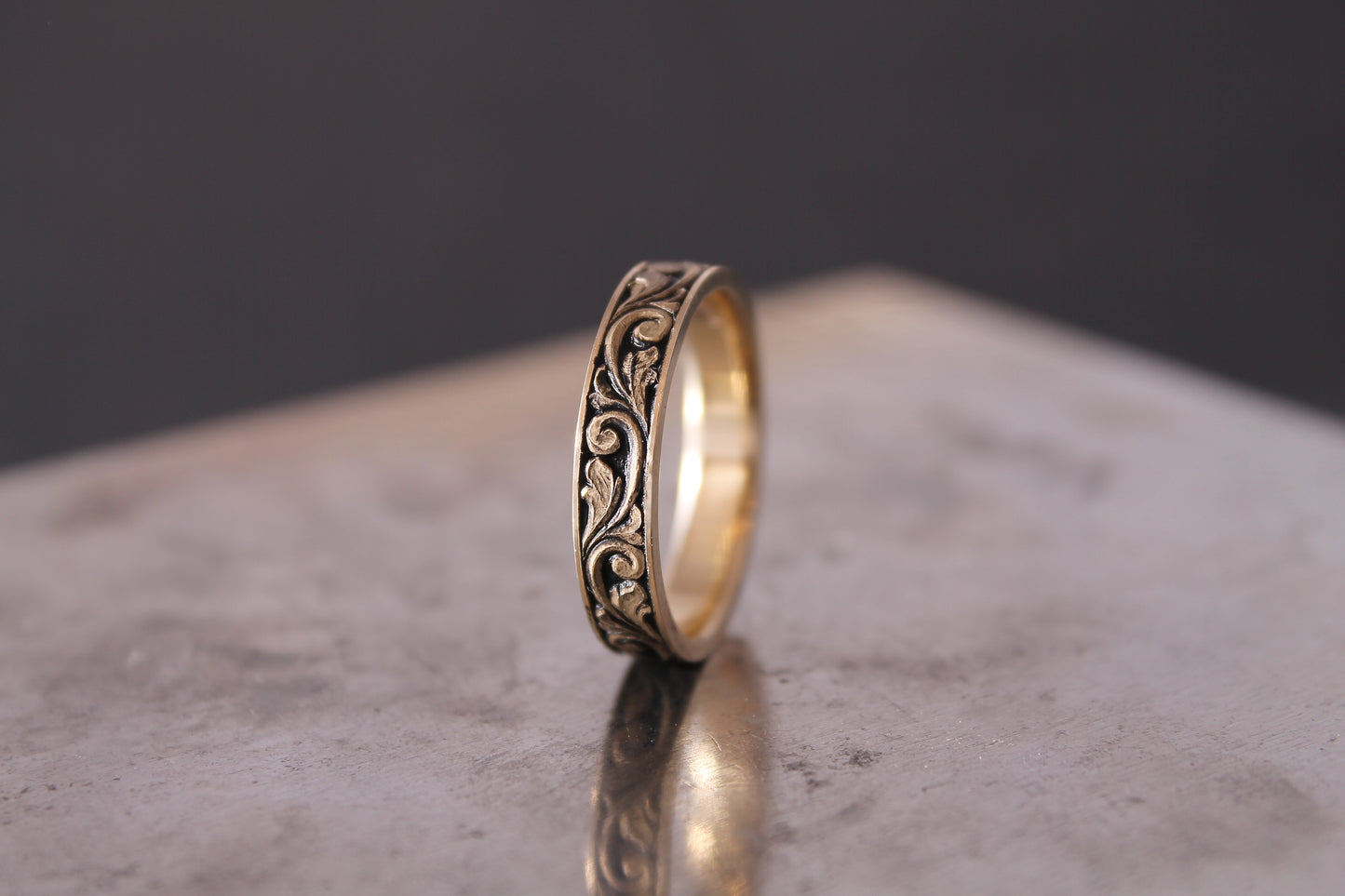 Sculpted Scrollwork Ring - 4mm Width