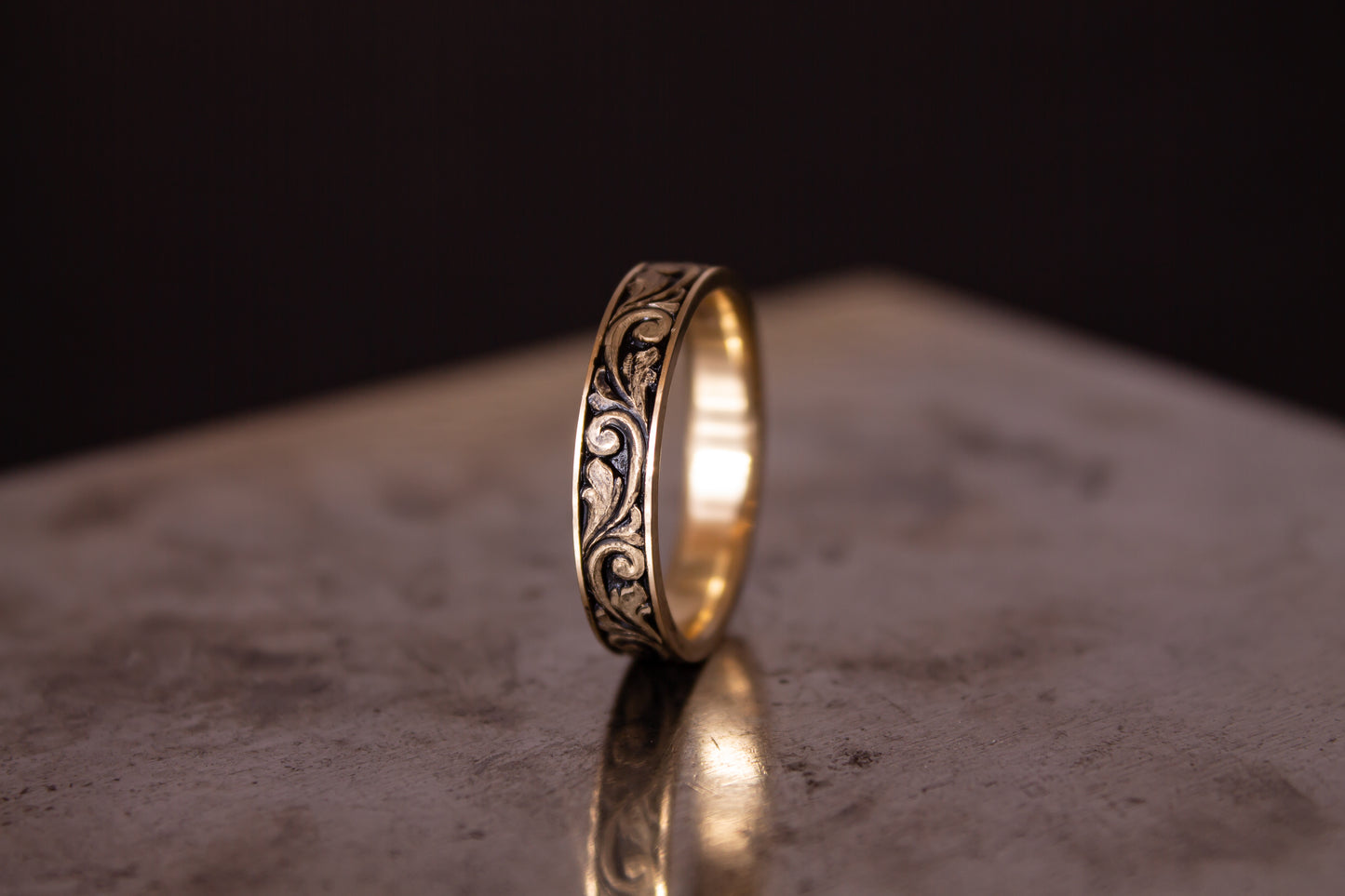 Sculpted Scrollwork Ring - 4mm Width