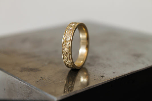 Sculpted Scrollwork Ring - 4mm Width