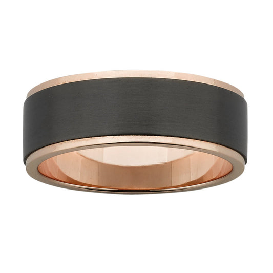 Rose Gold & Black Zirconium Ring