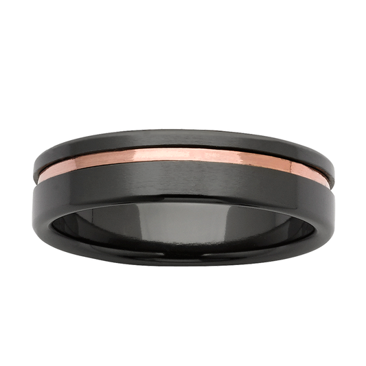 Black Zirconium & Rose Gold Ring