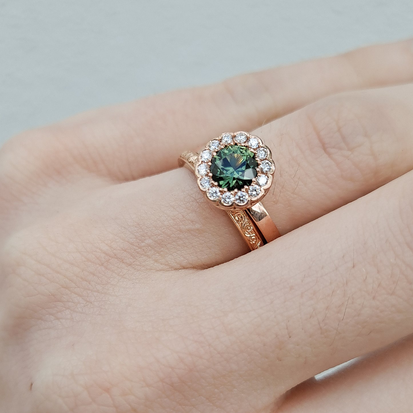 Bloom - Green Sapphire & Diamond Floral Ring