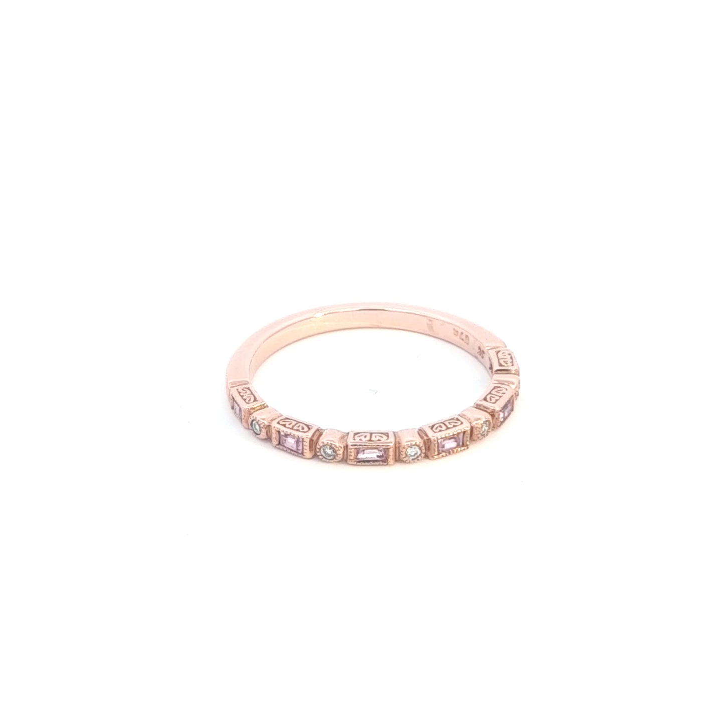 9ct Rose Gold Pink Sapphire & Diamond Ring